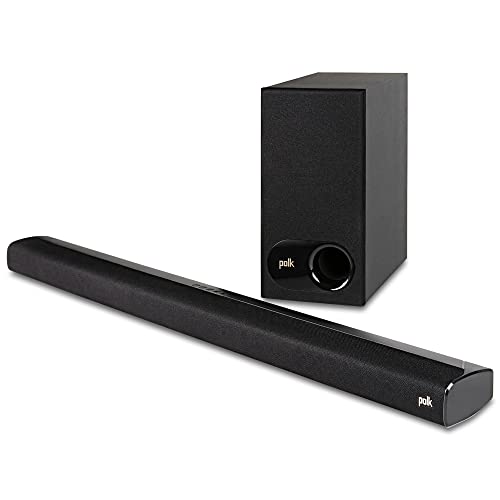 Polk Audio Signa S2 Low Profile TV Sound Bar, Works with 4K & HD TVs, Wireless Subwoofer, Includes HDMI & Optical Cables, Bluetooth Enabled, Black