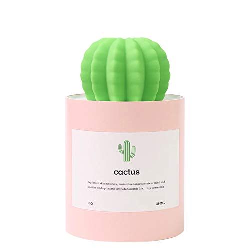 Mini Humidifier, 280ml USB Cool Mist Portable Cactus Air humidifier, Ultra-Quiet Operation for Bedroom Home Office Yoga Car Travel(Pink)