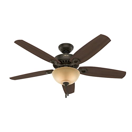 Hunter Fan Company 53091 Builder Deluxe Indoor Ceiling Fan with LED Light and Pull Chain Control, 52', New Bronze Finish