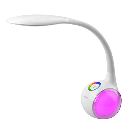 WILIT T3 LED Desk Lamp Dimmable, Adjustable Gooseneck Table Lamp, Kids Bedside Lamp with Colorful Light and 3 Brightness Levels, Eye-Friendly, Touch Control, 5W, White