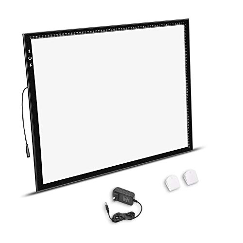 HSK A2 Light Box Light Pad Aluminium Frame Super Thin 6mm Touch Lock/Unlock Dimmer Button 20W Super Bright LED 5500 lux with 12V 2A Adapter