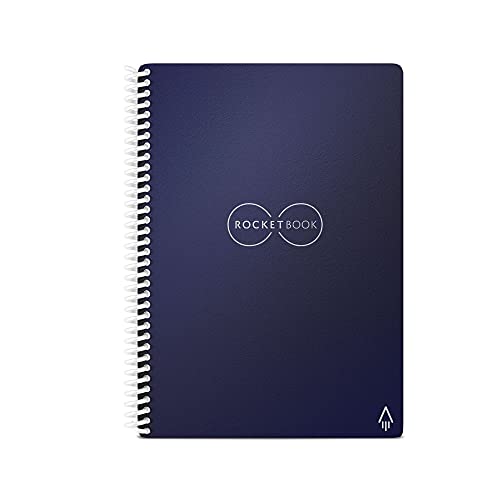 Rocketbook Smart Reusable Notebook - Dot-Grid Eco-Friendly Notebook with 1 Pilot Frixion Pen & 1 Microfiber Cloth Included - Midnight Blue Cover, Executive Size (6' x 8.8')