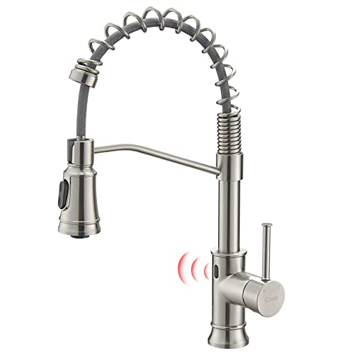 GIMILI Smart Touchless Kitchen Sink Faucet with Pull Down Sprayer, Motion Sensor Activated Hands-Free Single Handle Kitchen Faucet Brushed Nickel