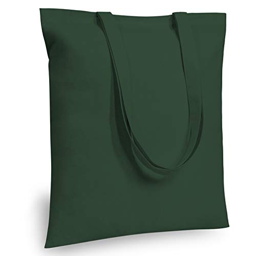 TOPDesign 6-Pack Economical 16'x15' Green Black Cotton Tote Bag, Lightweight Medium Reusable Grocery Shopping Cloth Bags, Suitable for DIY, Advertising, Promotion, Gift, Giveaway, Activity