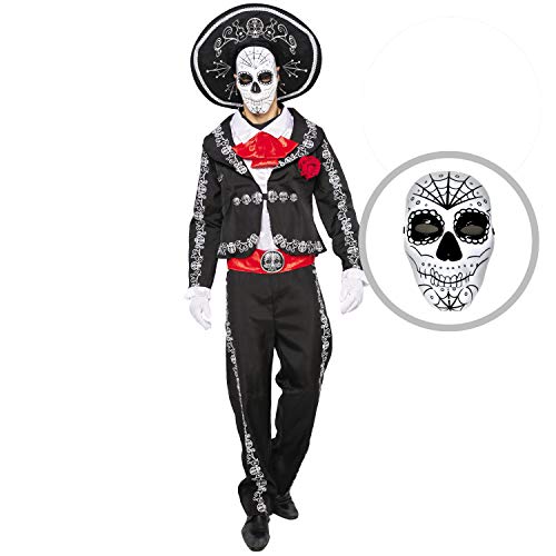 Spooktacular Creations Mens Day of The Dead Mariachi Senor Adult Costume Set Halloween Dress Up Party, Dia de Los Muertos (Large)
