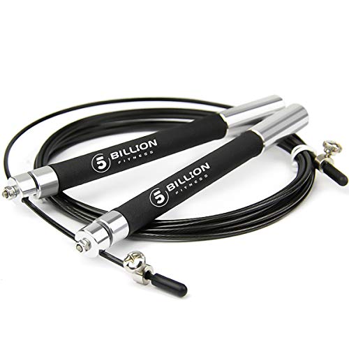 5BILLION Speed Jump Rope - Aluminum - Workout for Double Unders, Exercise, WOD, Outdoor, MMA & Boxing Training (silver)