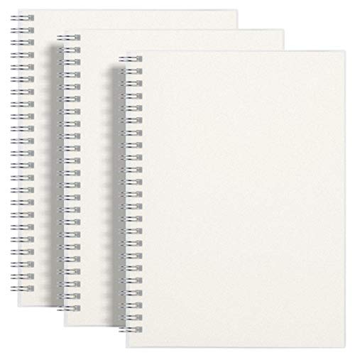 RETTACY Blank Notebook Spiral 3 Pack - A5 Unlined Notebook with Clear Hardcover,100GSM Thick Paper,480 Pages Total,5.7'x 8.3'