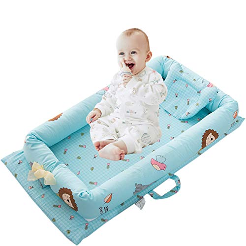 Abreeze Baby Bassinet for Bed -Zoo Design Baby Lounger - Breathable Co-Sleeping Baby Bed - 100% Cotton Portable Crib for Bedroom/Travel