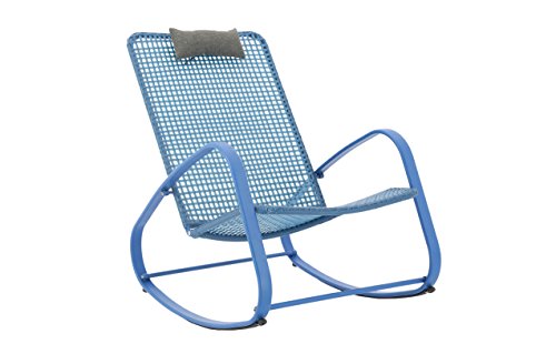 Baner Garden Indoor Outdoor Rocking Lounge Chair Porch Indoor Patio Headrest Furniture, Blue (X62BU)