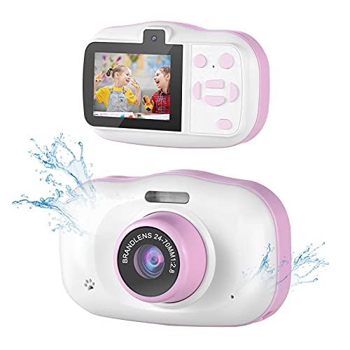 Rinkmo Kids Waterproof Camera, Children's Video Digital Camera, for 3-12 Year Old Boys Girls Birthday Gifts, 1080 HD Rechargeable Electronic Camera with 32GB TF Card(Pink) (Pink)