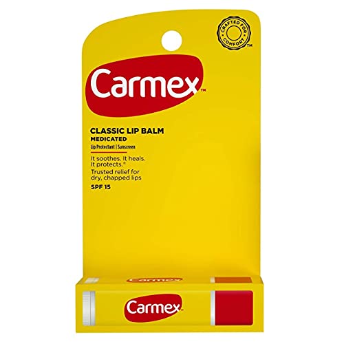 Carmex Classic Lip Balm, Lip Protectant Sunscreen SPF 15, 0.15 oz (Pack of 12)