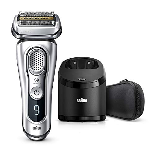 Braun Electric Razor for Men, Series 9 9370cc Electric Foil Shaver With Precision Beard Trimmer, Rechargeable, Wet & Dry Foil Shaver, Clean & Charge Station & Travel Case