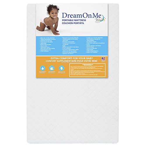 Dream On Me, Holly 3” Fiber Portable Crib Mattress I Waterproof I Greenguard Gold Certified