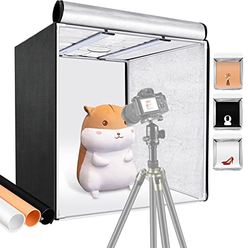 Neewer Professional Photo Light Box Kit 32x32 Inch Adjustable Brightness Studio Photography Lighting Shooting Tent with 3 LED Light Panel (210pcs SMD LED Beads)/3 Color Backdrops, Multi-angle Shooting