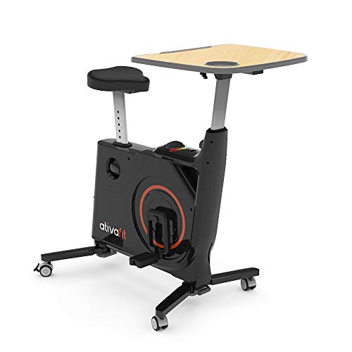 Ativafit Folding Home/Office Fitnessbike with Adjustable and Removable Desk Indoor Cycling with Adjust Table Black