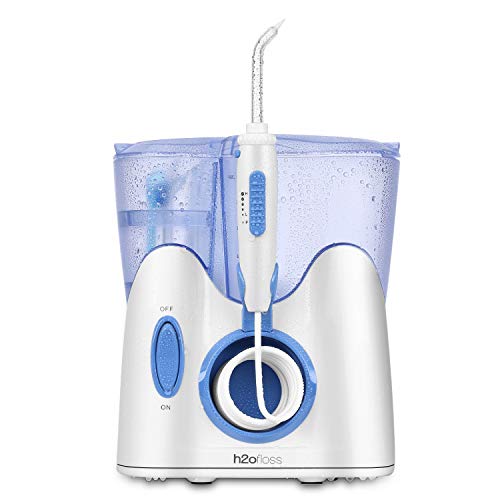 H2ofloss Dental Water Flosser for Teeth Cleaning With 12 Multifunctional Tips & 800ml Capacity, Professional Countertop Oral Irrigator Quiet Design(HF-9 whisper)