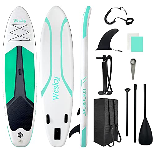 Wesky Inflatable Paddle Board for Adults,10’6”x30”x6” Ultra-Light Aerospace Material Stand Up Paddle Board with Premium Sup Accessories for All Skill Levels