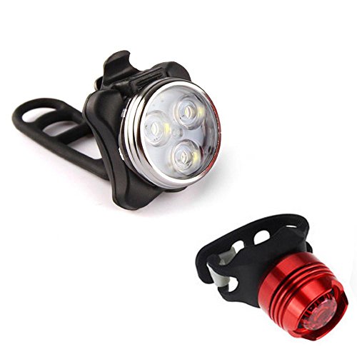 Cimaybo USB Rechargeable Bike Light Set, Super Bright Front Headlight and Free Rear LED Bicycle Light are Waterproof, Easy to Install