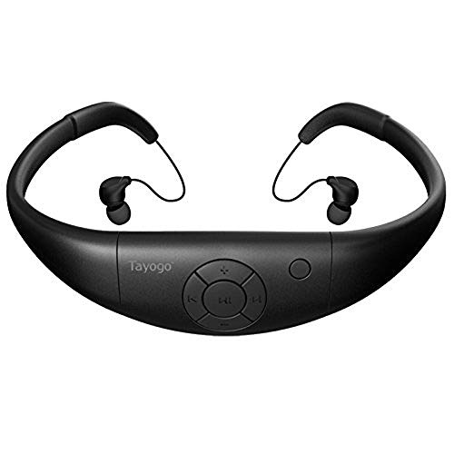 Tayogo 8GB Waterproof MP3 Player, IPX8 Swimming Waterproof Headphones Work for 6-8 Hours Underwater 3 Meters with Shuffle Feature - Black