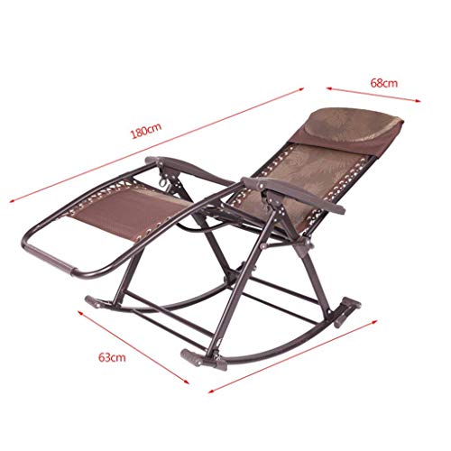 Home Heavy Textilene Leisure Rocking Chair/Outdoor Garden Terrace Swimming Pool Sun Chair/Lounge Chair/Folding Lunch Break Chair/Brown