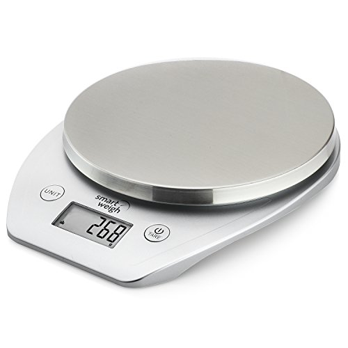 Smart Weigh Multifunction Digital Kitchen and Food Scale with Stainless Steel Platform, Large LCD Display and Six Weighing Modes, 11lb/5kg x 1g/0.1oz , Silver