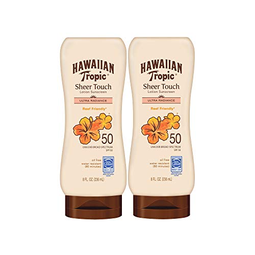 Hawaiian Tropic SPF 50 Broad Spectrum Sunscreen, Sheer Touch Moisturizing Protection Sunscreen Lotion, Coconut, 16.0 Fl Oz (Pack of 2)