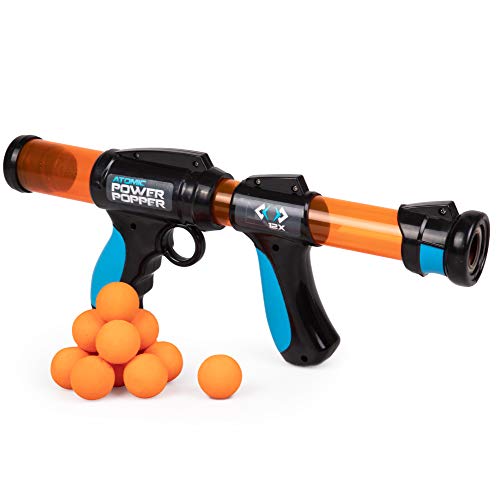 Atomic Power Popper 12X Foam Ball Blaster - Rapid Fire Pump Shoots Up to 12 Foam Balls - Great Toy Gift for Kids and Teens - Ages 4+