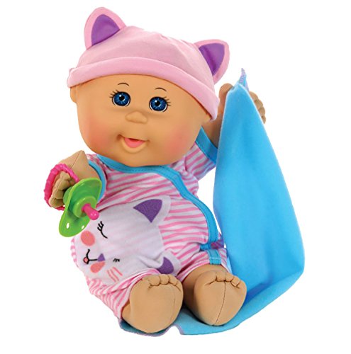 Cabbage Patch Kids 12.5' Naptime Babies - Bald/Blue Eye Girl Baby Doll (Pink Stripe Jumper Fashion)
