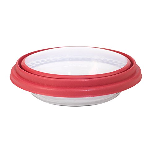 Anchor Hocking 9.5-in Deep Pie Dish With Wide Fluted Edge and Expandable Cover, Red, Set of 1