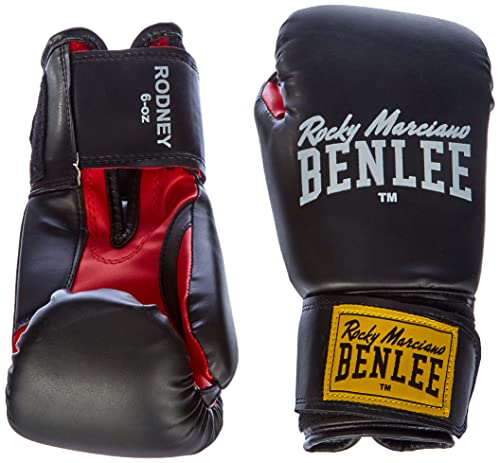 BenLee Boxing Gloves Faux Leather Rodney, Color:Black/red, Size:6 oz