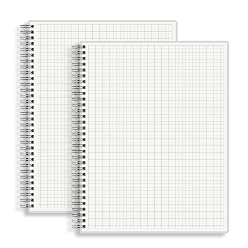 HULYTRAAT Large Graph Ruled Wirebound Spiral Notebook, 8.5 x 11 Inches, 5 X 5 Graph Ruled (5 sq/in) Paper Pad, Premium 100gsm Ivory White Acid-Free Paper, 128 Squared/Grid Pages per Book (Pack of 2)