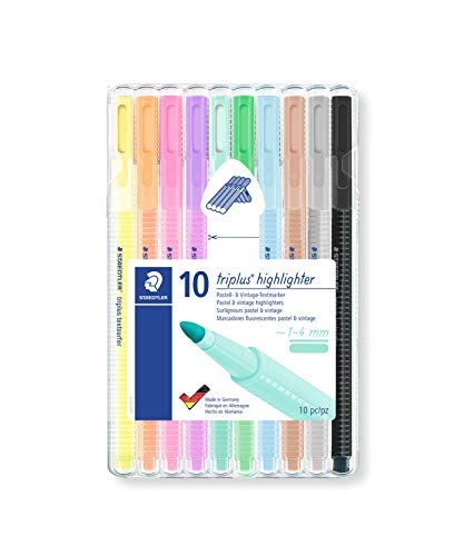 STAEDTLER 362 CSB10 Triplus Textsurfer Highlighter, 1-4mm Line Width - Assorted Pastel Colours (Pack of 10)