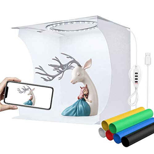YOTTO Photo Studio Light Box,Photo Shooting Tent kit,Portable Folding Home Photography Light Tent kit with White/Warm/Soft Lighting + 6 Color Backgrounds for Jewellery,Accessories,Toys and Small Items