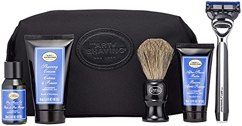 The Art of Shaving Travel Shaving Kit for Men - Morris Park Mens Razor with Shaving Cream, Shaving Brush, After Shave Balm, & Pre Shave Oil, Lavender