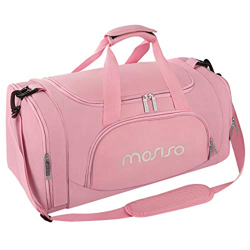 MOSISO Sports Duffel with Shoe Compartment Men/Women Dance Travel Weekender Gym Bag, Pink