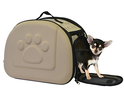 KritterWorld Pet Travel Carrier, Airline Approved | Soft Sided | Light Weight | Durable EVA Shoulder Toto Bag for Small Dog Cat Puppy Beige