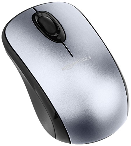 Amazon Basics Wireless Computer Mouse with USB Nano Receiver - Silver