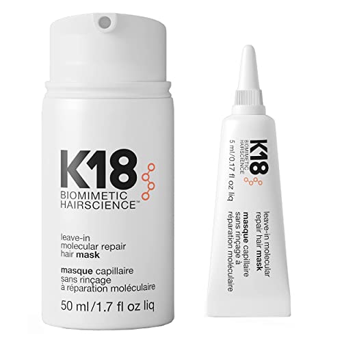 K18 Leave-In Repair Hair Mask, 4-Minute Speed Treatment, Renews Hair Damage From Color, Chemical Services Heat (1 of each 50ml & 5ml)