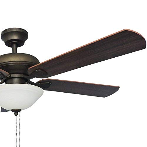 Energy Efficient 52 Inch LED Ceiling Fan with Nutmeg Espresso Blades and White Glass Light Bowl