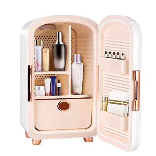 TOPQSC Cosmetics special mini refrigerator ZM-12L White, removable drawers, detachable shelves and shelves, can store and organize a variety of skin care products and makeup