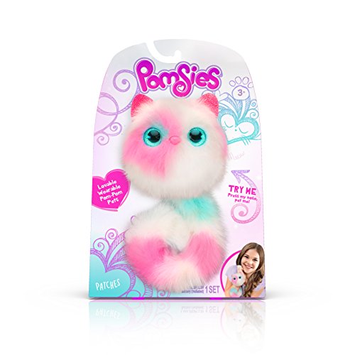 Pomsies Patches Plush Interactive Toys, White/Pink/Mint, Model:01883