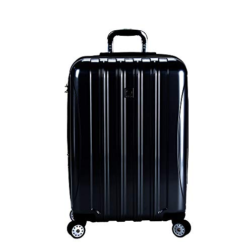 DELSEY Paris Helium Aero Hardside Expandable Luggage with Spinner Wheels, Black, Checked-Medium 25 Inch