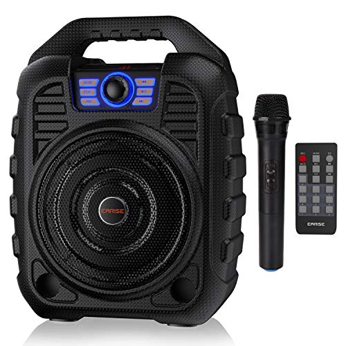 EARISE T26 Portable Karaoke Machine Bluetooth Speaker with Wireless Microphone, Rechargeable PA System with FM Radio, Audio Recording, Remote Control, Supports TF Card/USB, Perfect for Party