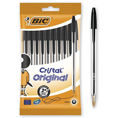 Bic 830864 BiC Cristal Original 1.0 mm Ball Pen Pack of 10,Black Packaging may Vary