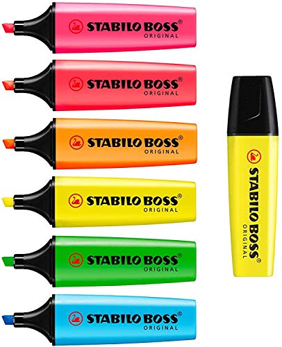 STABILO BOSS Original Highlighter Pens Highlighter Markers - Bumper Pack of 7 - Neon