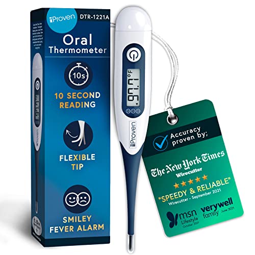 IPROVEN® Rectal and Oral Digital Thermometer for The Whole Family, Measures in 10 Seconds, with Flexible Tip, Fever Alarm, Hardcase