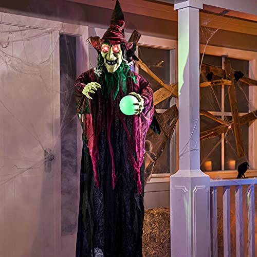 JOYIN 70.8' Halloween Hanging Witch Decoration, Animated Creepy Witch with LED Eyes and Sound for Halloween Outdoor,Lawn, Yard, Patio Decoration, Halloween Haunted House Party Decorations