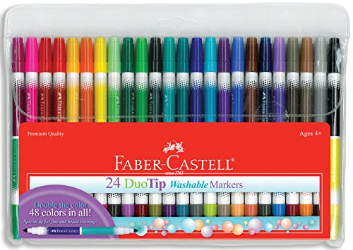 Faber-Castell DuoTip Washable Markers - 24 Markers, 48 Colors