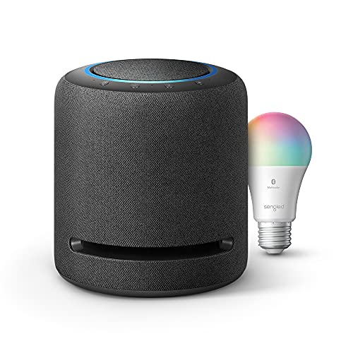 Echo Studio – High-fidelity smart speaker with Sengled Bluetooth Color bulb – Alexa smart home starter kit