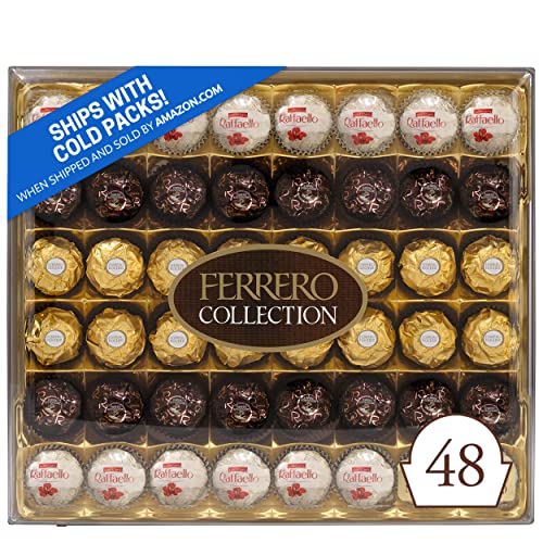 Ferrero Rocher Collection, Fine Hazelnut Milk Chocolates, 48 Count, Gift Box, Assorted Coconut Candy and Chocolates, 18.2 oz